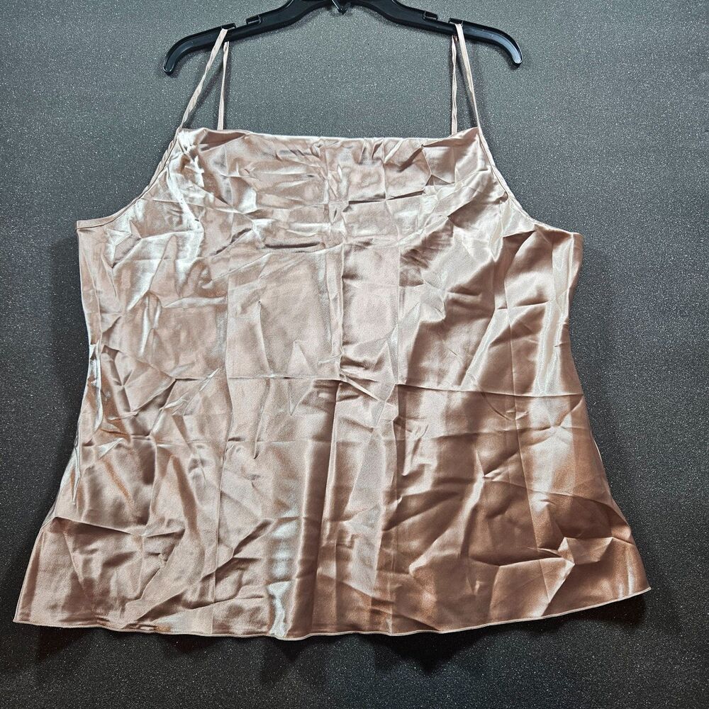 Women's Satin Pajama Set 2XL Champagne Cami Shorts Lounge Sleepwear